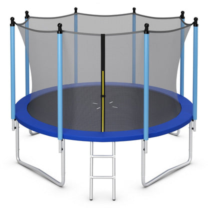 8/10/12FT Outdoor Trampoline with Enclosure Net and Ladder-12FT