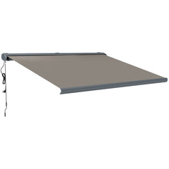 Outsunny 4 x 3(m) Full Cassette Electric Awning with Remote Controller, Aluminium Frame DIY Retractable Garden Awning, UPF50+ Sun Shade Canopy for Deck Door Window, Light Grey
