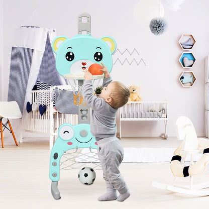 3 in 1 basketball hoop set height adjustable basketball stand &amp; football goal &amp; ring toss game