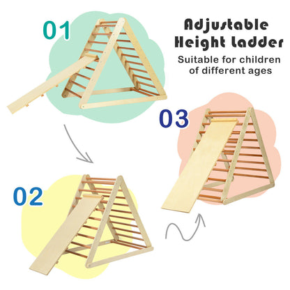 Wooden Climbing Ladder with Ramp for Kindergarten or Home-Natural