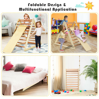 Wooden Climbing Ladder with Ramp for Kindergarten or Home-Natural