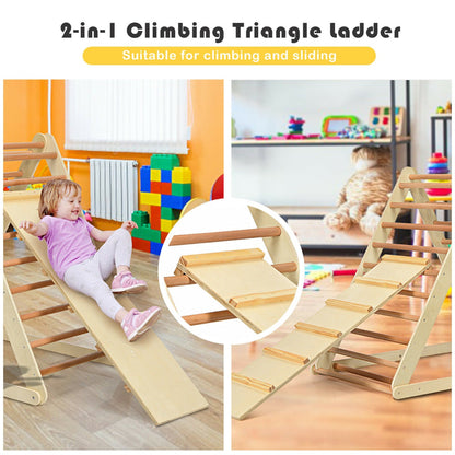 Wooden Climbing Ladder with Ramp for Kindergarten or Home-Natural