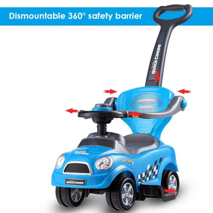 Kids 3 in 1 Ride on Car with Push Handle-Blue