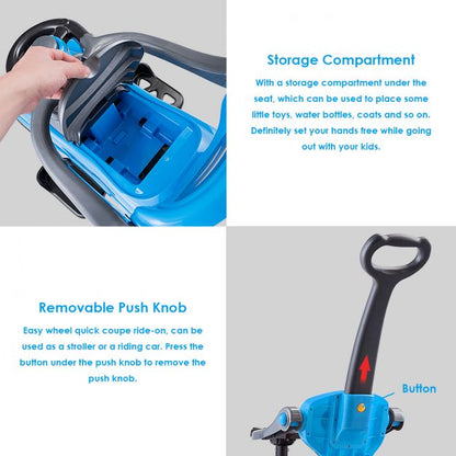 Kids 3 in 1 Ride on Car with Push Handle-Blue