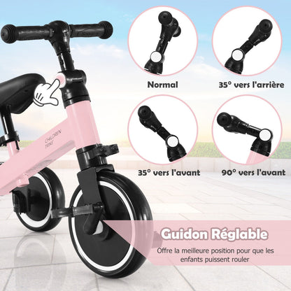 3 in 1 3 Wheel Kids Tricycles with Adjustable Seat and Handlebarfor Ages 1-3-Pink