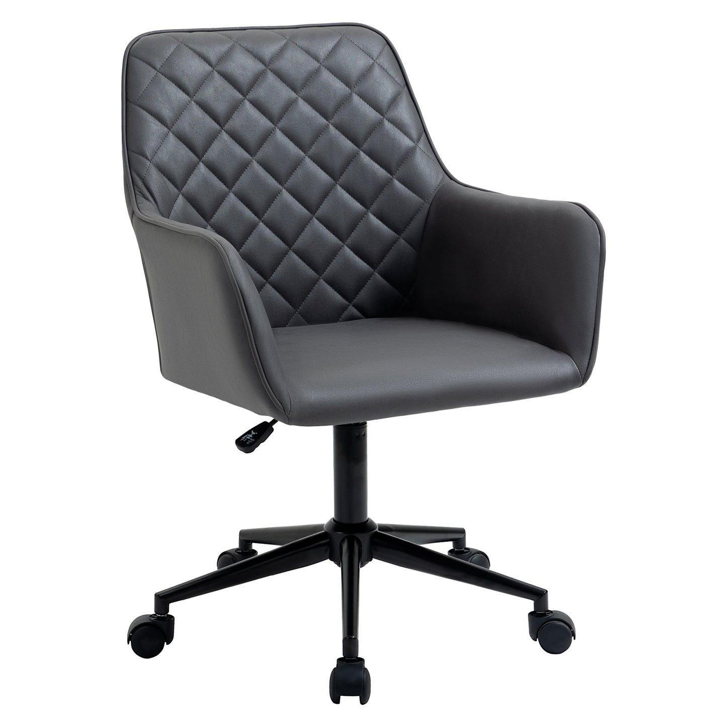 Vinsetto Swivel Office Chair Leather-Feel Fabric Home Study Leisure with Wheels, Grey