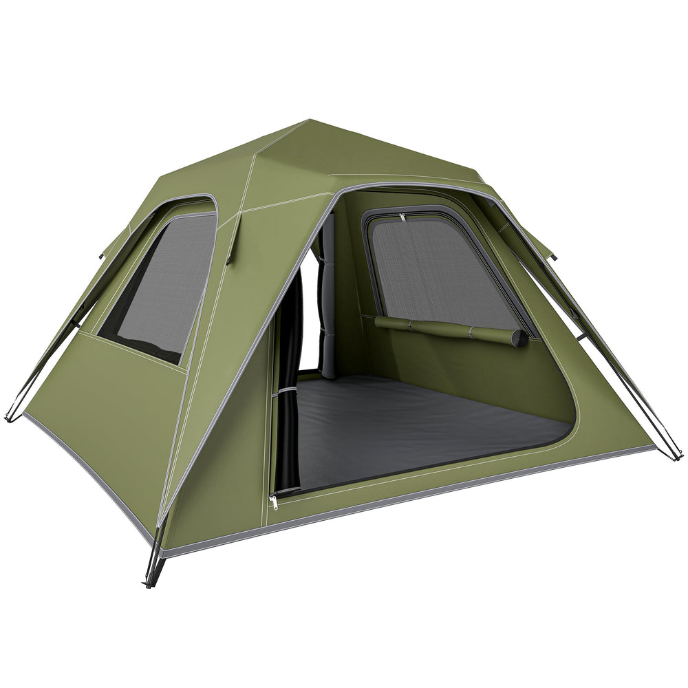 Outsunny Pop Up Tent 3000mm Waterproof Camping Tents with Mesh Windows 3-4 People Green