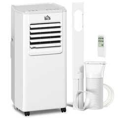 HOMCOM 5000 BTU Portable Air Conditioner, 4-in-1 Air Conditioning Unit, Dehumidifier, Cooling, Fan, Sleep Mode, with Remote Control, 2 Speeds, 24H Timer, Window Venting Kit, 12mÂ²