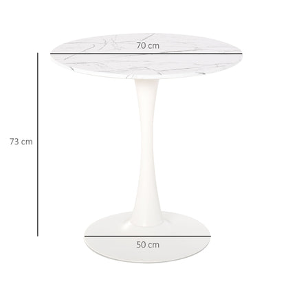 HOMCOM Modern Round Dining Table Leisure Coffee Bistro Table with Metal Base for Kitchen & Dining Room White