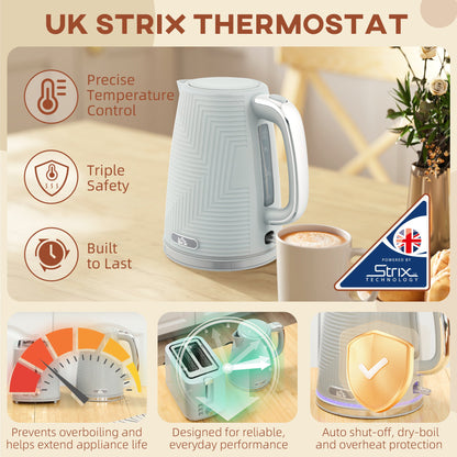 HOMCOM Modern Kettle and Toaster Set - Grey