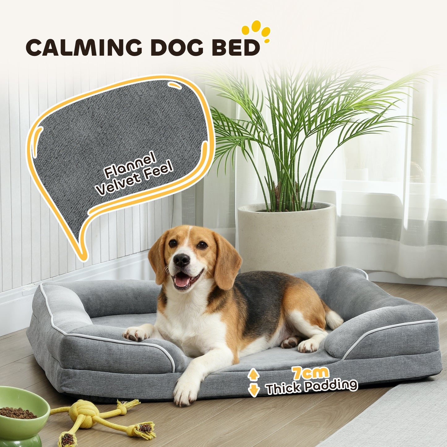 PawHut Dog Sofa Bed, Washable Pet Bed with Removable Cover and Non-Slip Bottom for Cats, Small and Medium Dogs, Grey