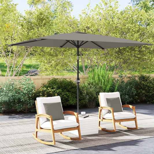 Outsunny 3x2m Garden Parasol Umbrella with Aluminium Pole, Tilt and Crank, Rectangular Outdoor Table Parasol Sun Shade for Patio, Light Grey