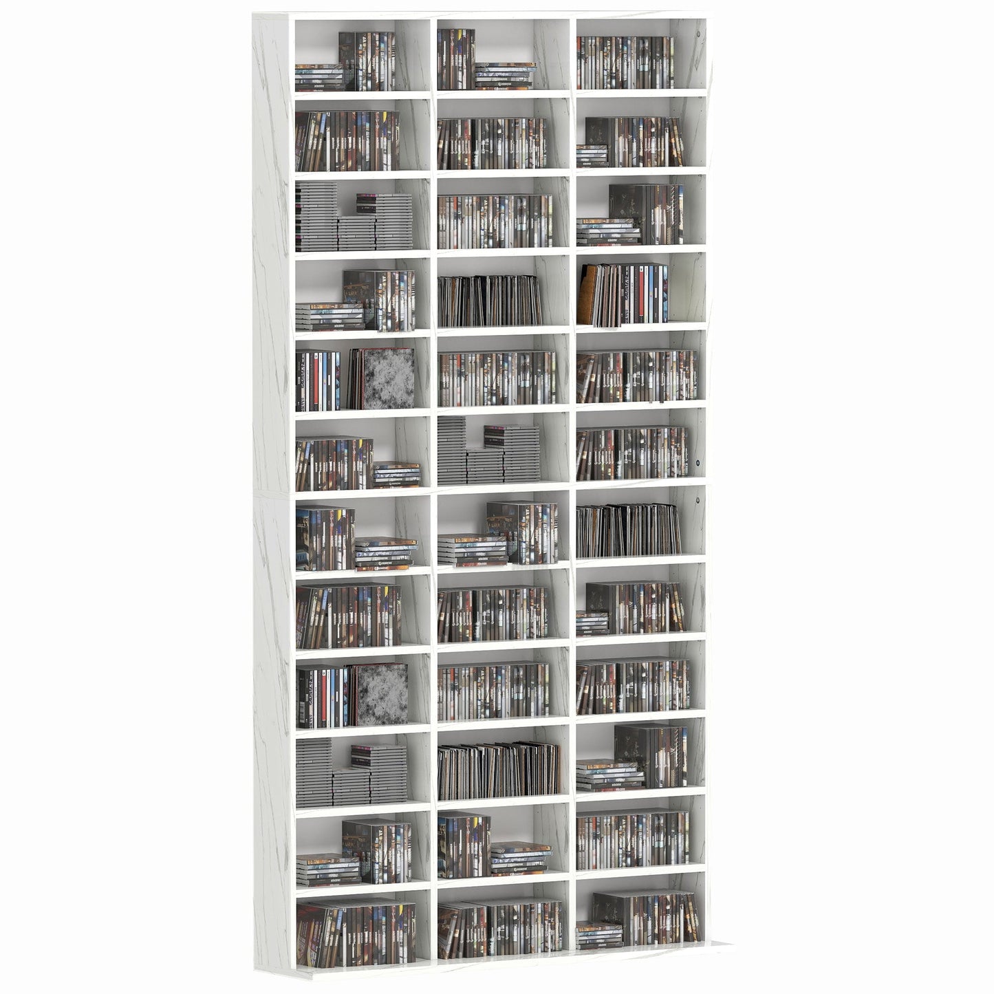HOMCOM CD Storage Unit with Adjustable Shelves, 102 x 195 cm, Marble Effect