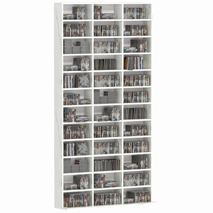 HOMCOM CD Storage Unit with Adjustable Shelves, 102 x 195 cm, Marble Effect