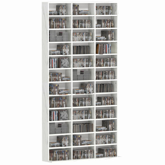 HOMCOM CD Storage Unit with Adjustable Shelves, 102 x 195 cm, Marble Effect