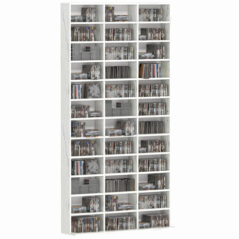 HOMCOM CD Storage Unit with Adjustable Shelves, 102 x 195 cm, Marble Effect
