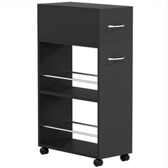 HOMCOM Rolling Storage Unit, 3-Tier Kitchen Cart Trolley with Drawer, Surface Top and 4 Universal Wheels, Black