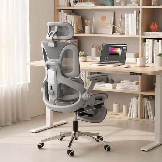 HOMCOM Ergonomic Office Chair, High Back Mesh Desk Chair, Grey