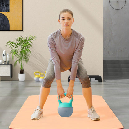 SPORTNOW 6KG Soft Kettlebell, Kettlebell with Non-Slip Handle for Home Gym, Weight Lifting, Strength Training, Green/Grey