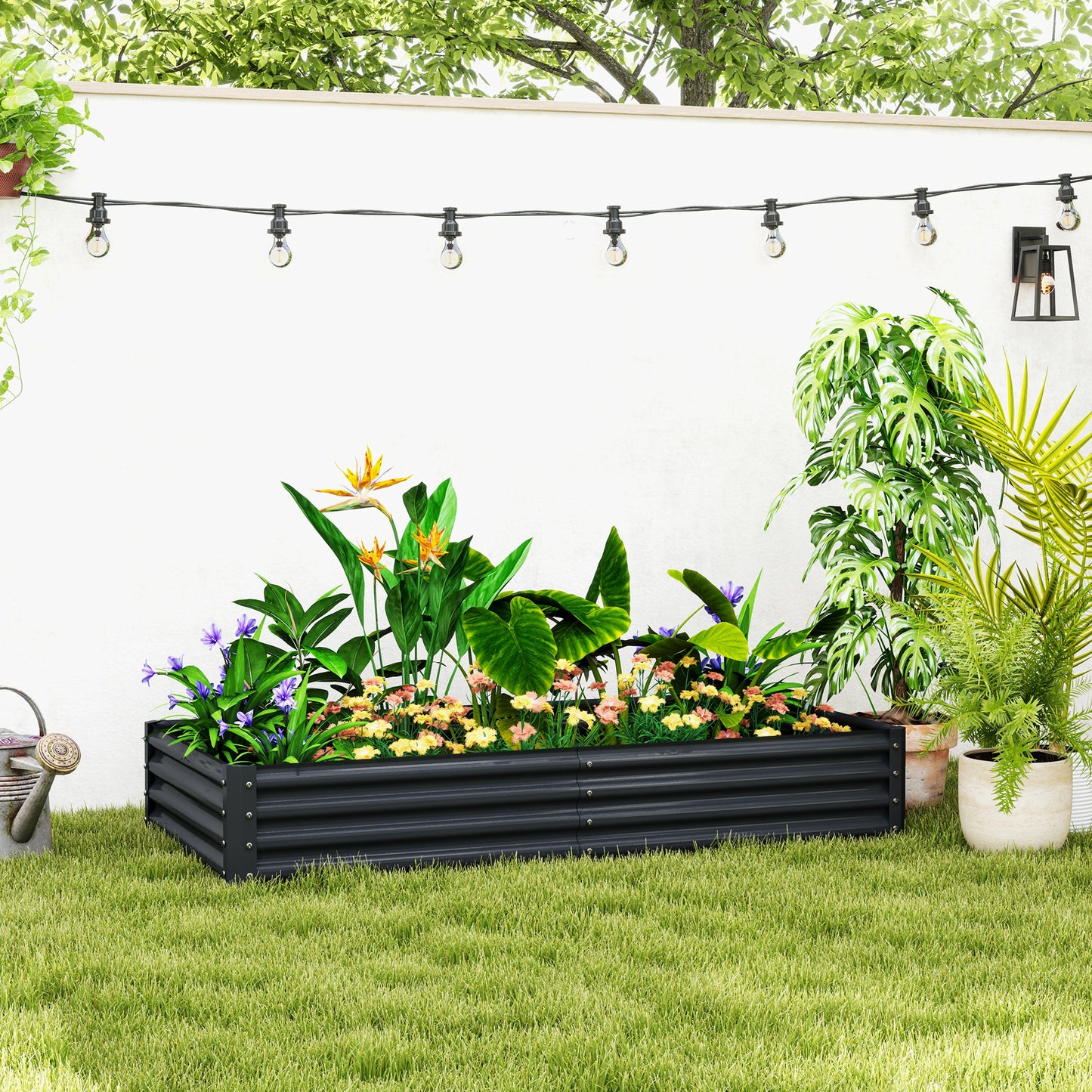 Outsunny 180 x 90cm Galvanised Steel Open Planter - 84H-211V00CG