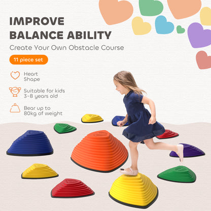 AIYAPLAY 11-Piece Stepping Stones for Kids, Stackable Sensory Toys Outdoor Indoor, Obstacle Course for Balance and Motor Skills