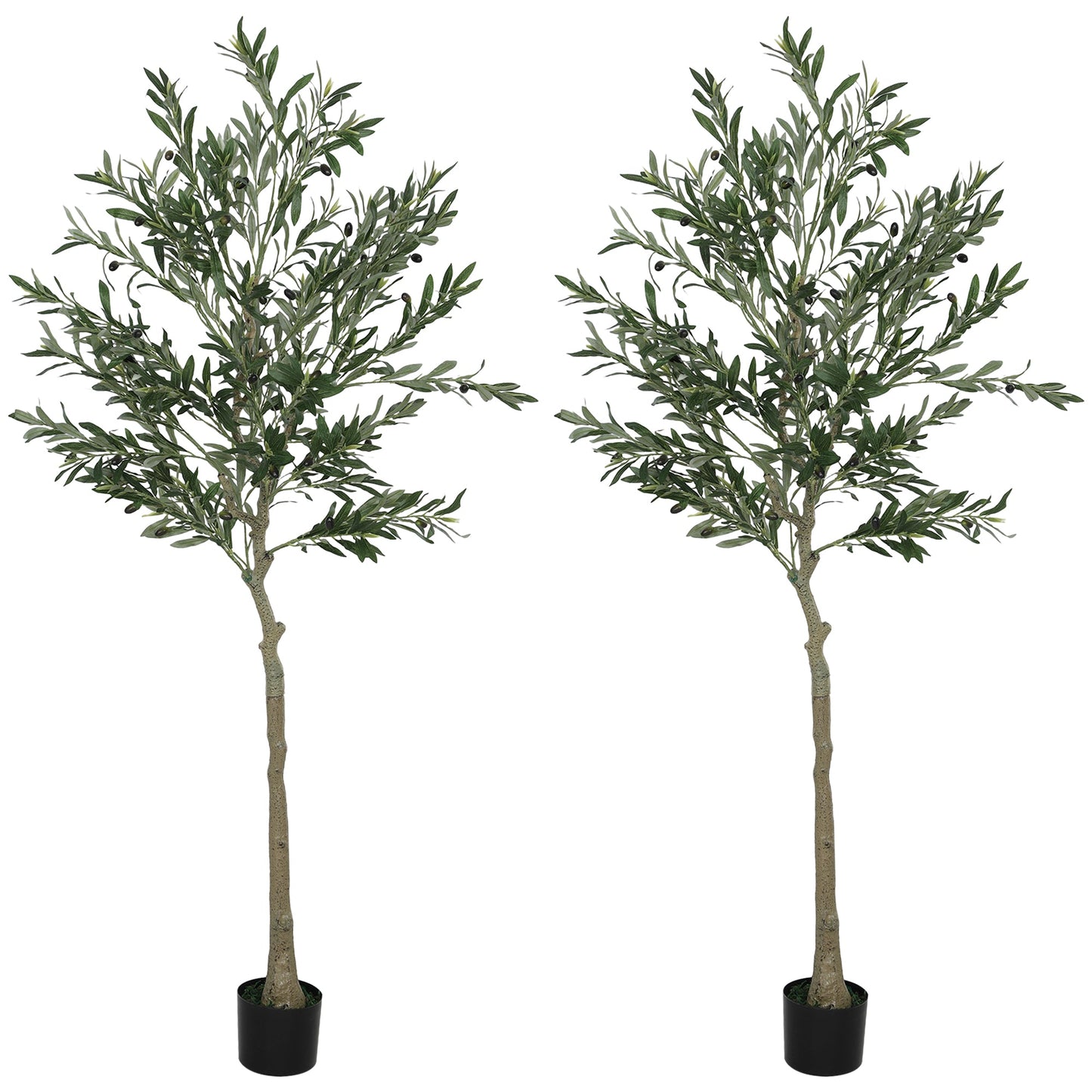 HOMCOM Set of Two Silk Leaf Artificial Olive Trees