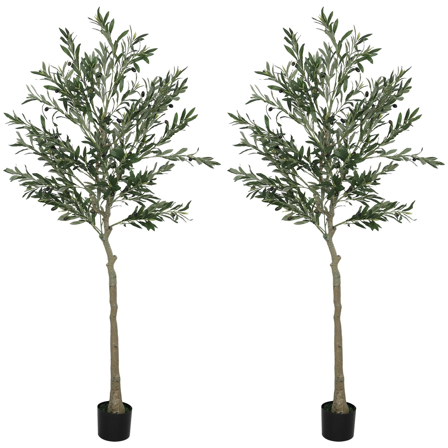HOMCOM Set of Two Silk Leaf Artificial Olive Trees