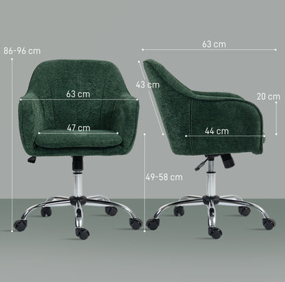 HOMCOM Velvet-Feel Office Chair - Dark Green