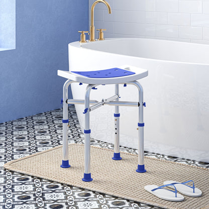 HOMCOM 44-51.5cm Aluminium Frame Shower/Bath Stool - White