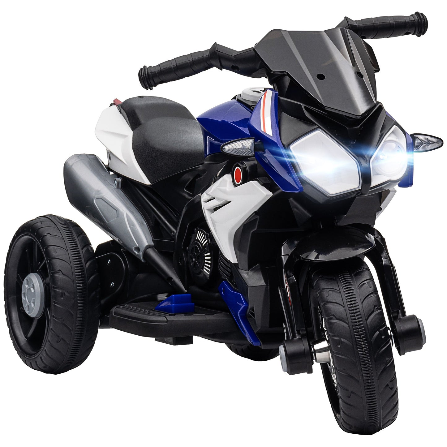 HOMCOM Kids Electric Motorcycle, 6V Ride on Motorcycle with 3 Wheels, LED Headlight, Music, Horn for Boys Girls 3-5 Years, Blue