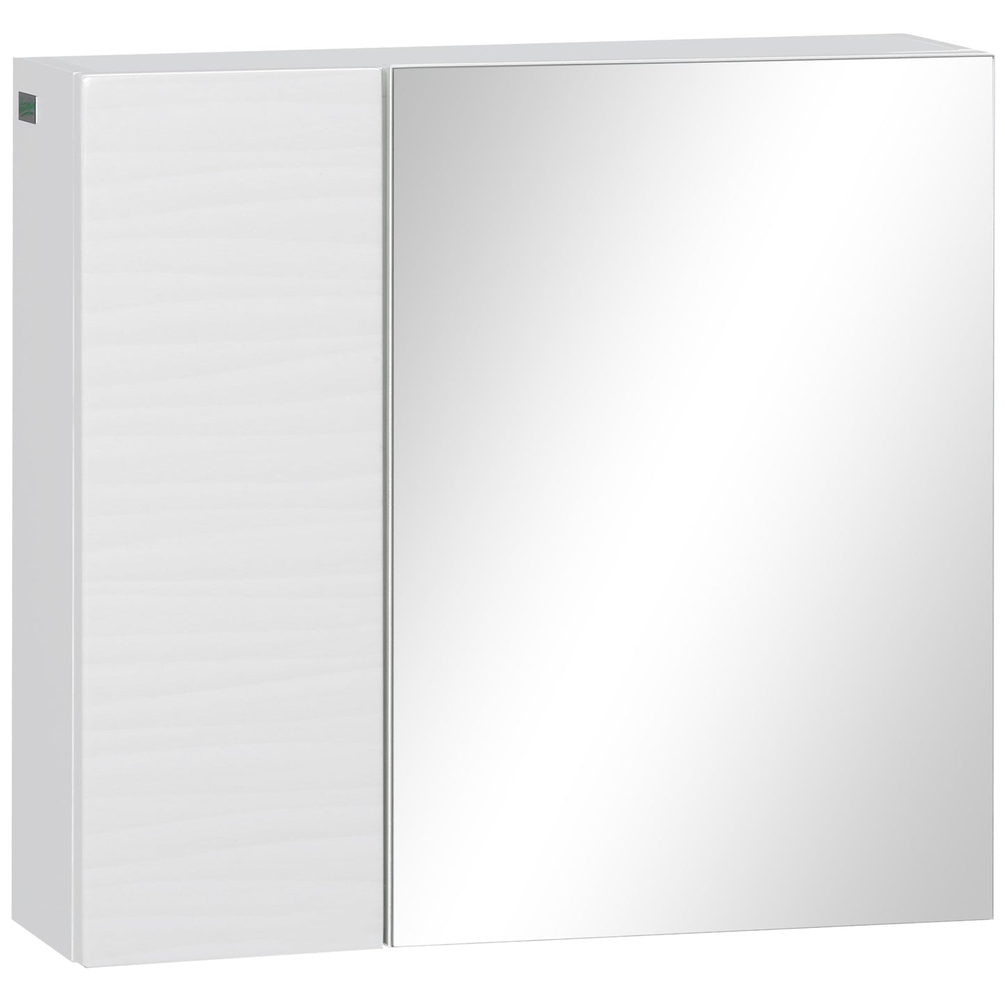 kleankin Bathroom Cabinet with Mirror, Double Door Wall Mounted Storage Cupboard Organizer with Adjustable Shelves, White