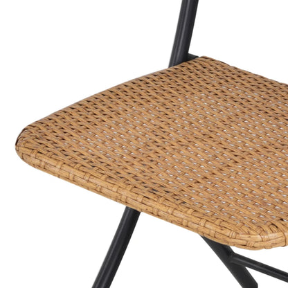 Outsunny 2 Seater Foldable Rattan Wicker Bistro Set, Coffee Table and Chairs, Natural