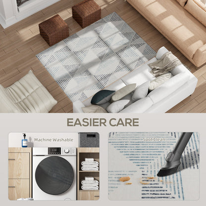 HOMCOM Modern Area Rug, Geometric Pattern Non-Slip Washable Rug, Soft Floor Carpet for Living Room, Bedroom, Dining Room, Home Office, 170 x 120 cm, Multi-Coloured