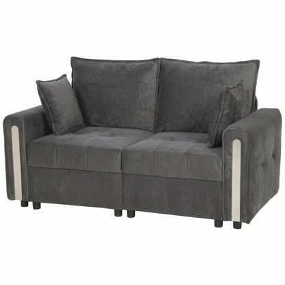 HOMCOM 2 Seater Sofa with Lift-Up Storage, 168 cm Comfy Velvet Small Couch with Wide Deep Seat, Plush Backrest, Thick Padding, 2 Pillows, Loveseat for Living Room, Home Office, Dark Grey