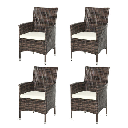 Outsunny 4 PC Rattan Chair Set, Patio Sofa Chairs Set, Cushioned Outdoor Rattan Furniture