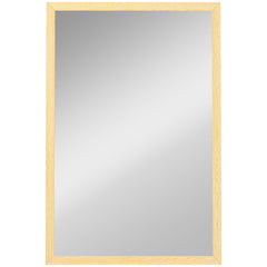 HOMCOM Wall Bathroom Mirror, 60 x 40 cm Wall-Mounted Mirror for Living Room, Bedroom, Hallway, Natural Wood Finish