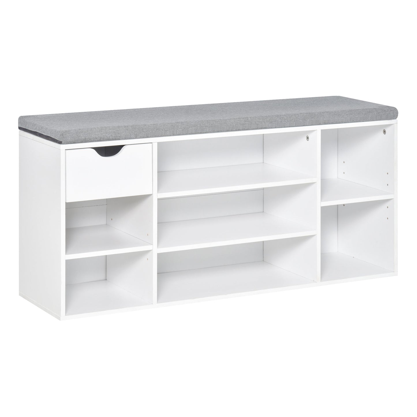 HOMCOM Shoe Storage Bench with Cushion - White