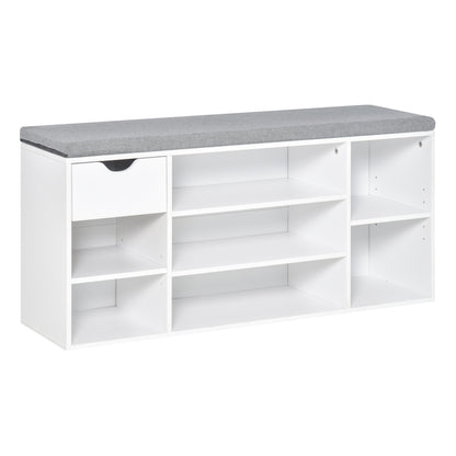 HOMCOM Shoe Storage Bench with Cushion - White
