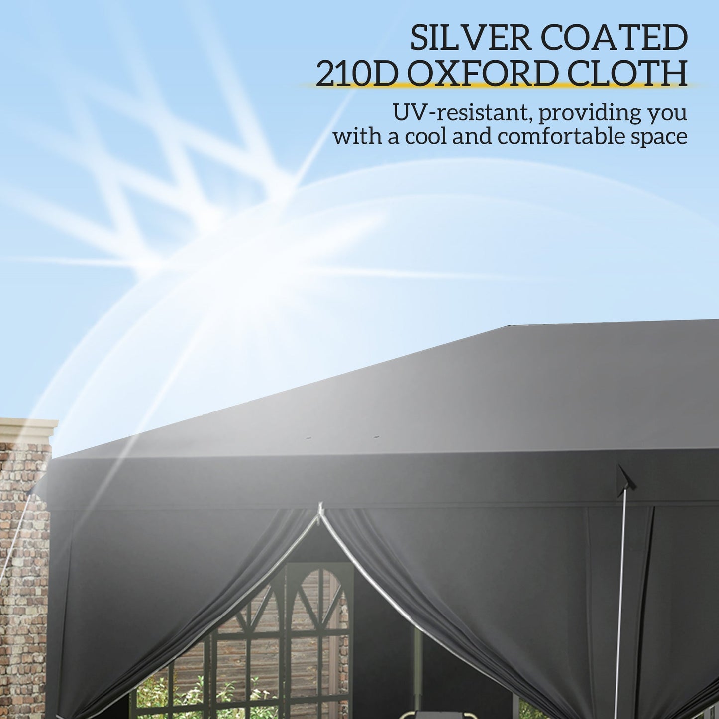 Outsunny 3 x 6 m Pop Up Gazebo with Sides and Windows, Height Adjustable Wedding Camping Party Tent Canopy Marquee with Storage Bag for Garden, Event, Black
