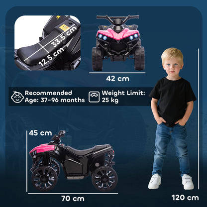 AIYAPLAY 6V Kids ATV, 4 Wheeler Electric Ride on Car with Music and LED Headlights, for Ages 3-8 Years Boys and Girls, Pink
