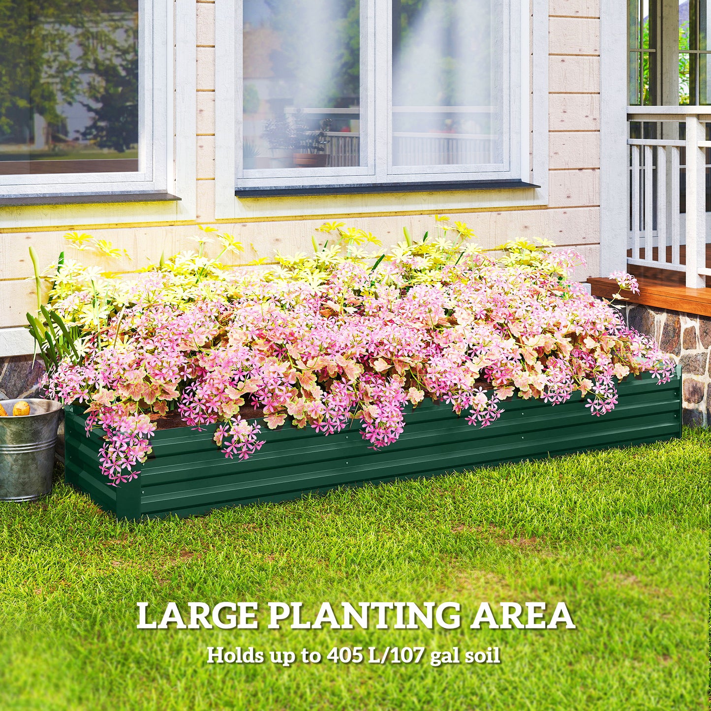 Outsunny 60 x 240cm Galvanised Steel Planter, with Open Bottom