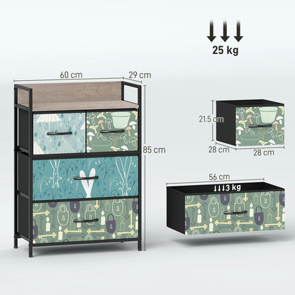 HOMCOM 4-Drawer Chest of Drawers - Blue