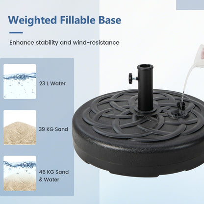 Fillable Round Umbrella Base Stand for Yard Garden Poolside