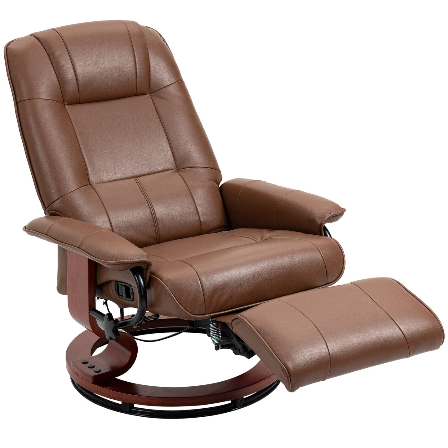 HOMCOM Faux Leather Armchair, with 145Â° Reclining Back and Footrest - Brown