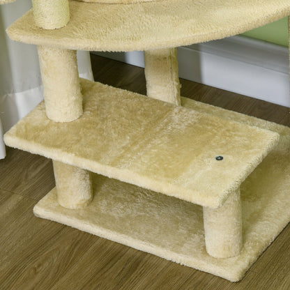 100cm Cat Tree Tower With Sisal Scratching Post Cream White