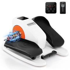 Under Desk Elliptical Machine with Display Screen and Remote Control-White