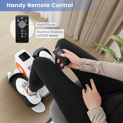 Under Desk Elliptical Machine with Display Screen and Remote Control-White