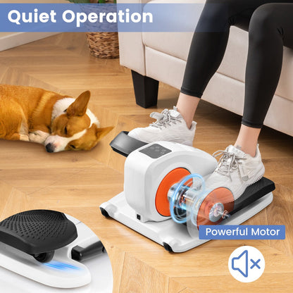 Under Desk Elliptical Machine with Display Screen and Remote Control-White