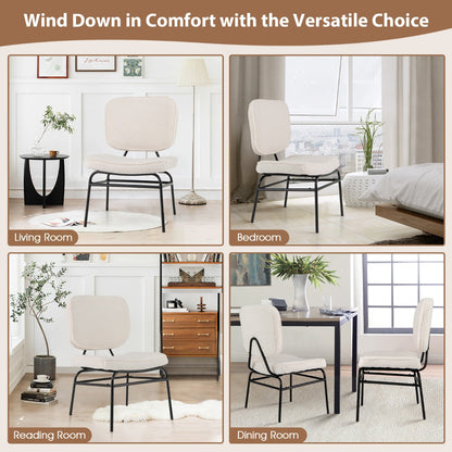 Upholstered Accent Chair with Sponge Padding and Adjustable Foot Pads-White