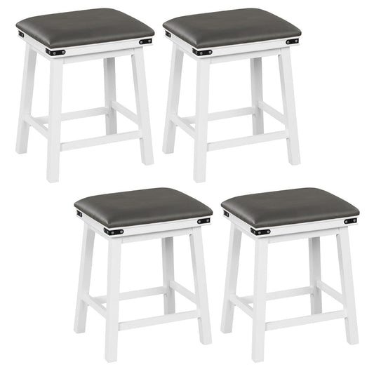 Set of 4 62 cm Height Upholstered Backless Bar Stools with PU Leather Padded Seat-White